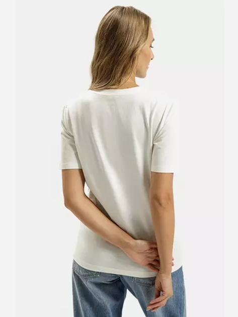 Футболка бавовняна довга жіноча Cross Jeans 56151-028 M Екрю (8697319746433) - зображення 2
