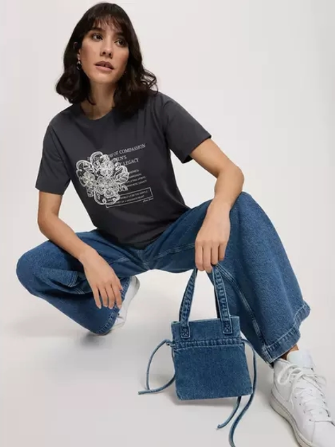 Футболка бавовняна жіноча Cross Jeans 56153-021 S Антрацит (8697319731118) - зображення 4