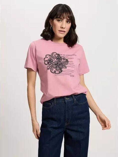 Футболка бавовняна жіноча Cross Jeans 56153-301 M Рожева (8697319731071) - зображення 1