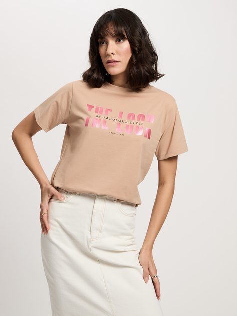 T-shirt damski bawełniany Cross Jeans 56155-383 S Szary (8697319731217) - obraz 1