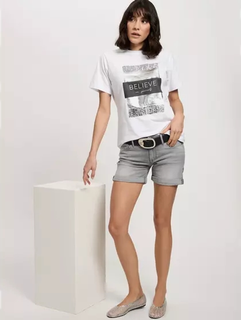 Футболка бавовняна жіноча Cross Jeans 56157-008 L Біла (8697319731484) - зображення 3