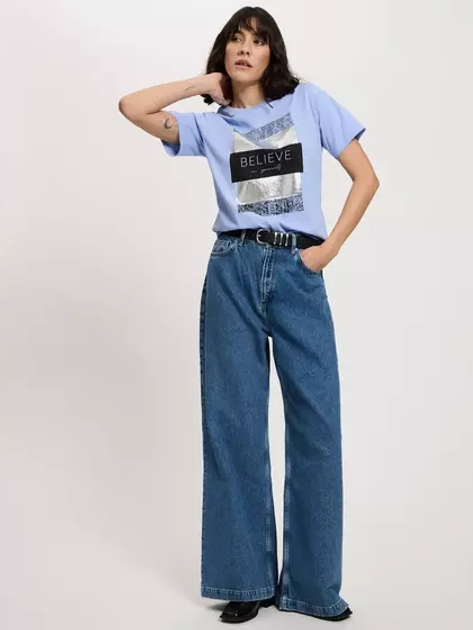 Футболка бавовняна жіноча Cross Jeans 56157-496 S Лавандова (8697319731514) - зображення 3