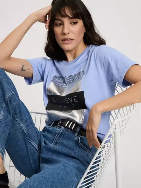 Футболка бавовняна жіноча Cross Jeans 56157-496 XS Лавандова (8697319731507) - зображення 4