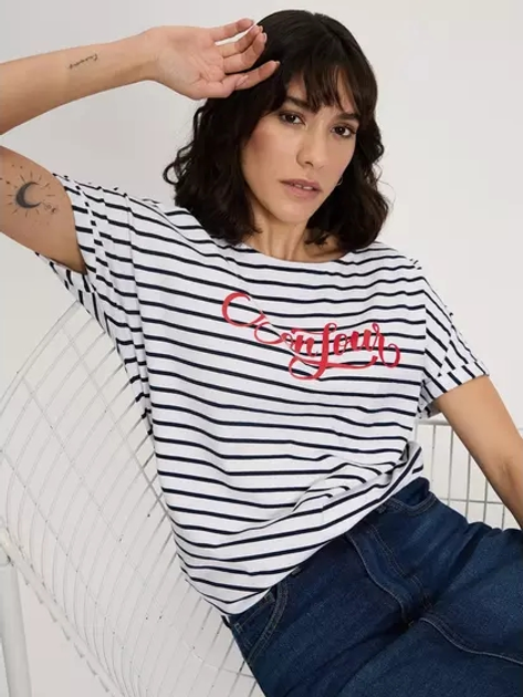 Футболка бавовняна жіноча Cross Jeans 56169-008 S Біла (8697319732016) - зображення 4