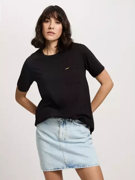 Футболка бавовняна жіноча Cross Jeans 56171-020 2XL Чорна (8697319746679) - зображення 1