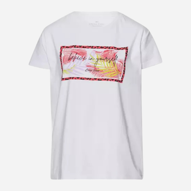T-shirt damski bawełniany z nadrukiem Cross Jeans 56184-008 S Biały (8697319732511) - obraz 6