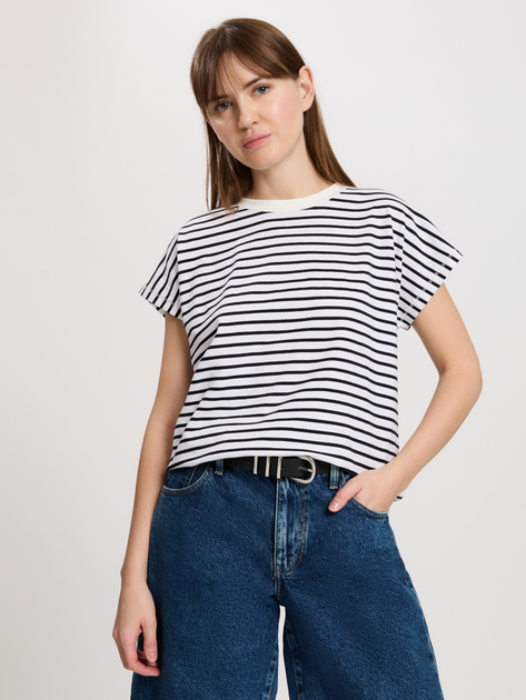 Футболка бавовняна жіноча Cross Jeans 56191-008 S Біла (8697319746990) - зображення 1