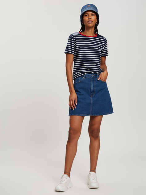 Футболка бавовняна жіноча Cross Jeans 56194-001 L Темно-синя (8697319732887) - зображення 3