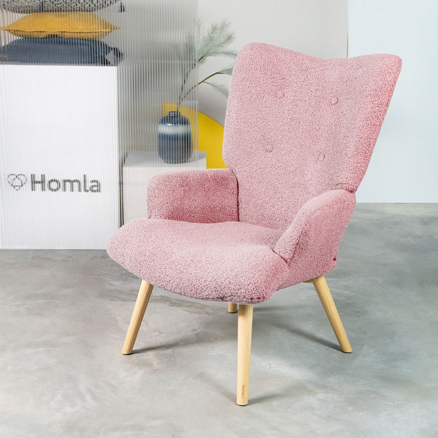 М'яке крісло Homla MOSS TEDDY BOUCLE 70 x 95 см Pink (5904183830605) - зображення 5