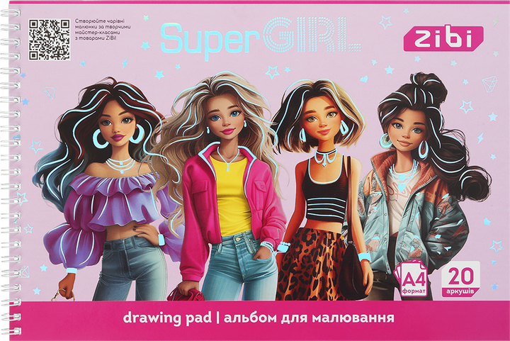 Альбом для рисования ZiBi Super Girl А4 20 листов на пружине 2 шт (ZB.1443-10.2) - изображение 2