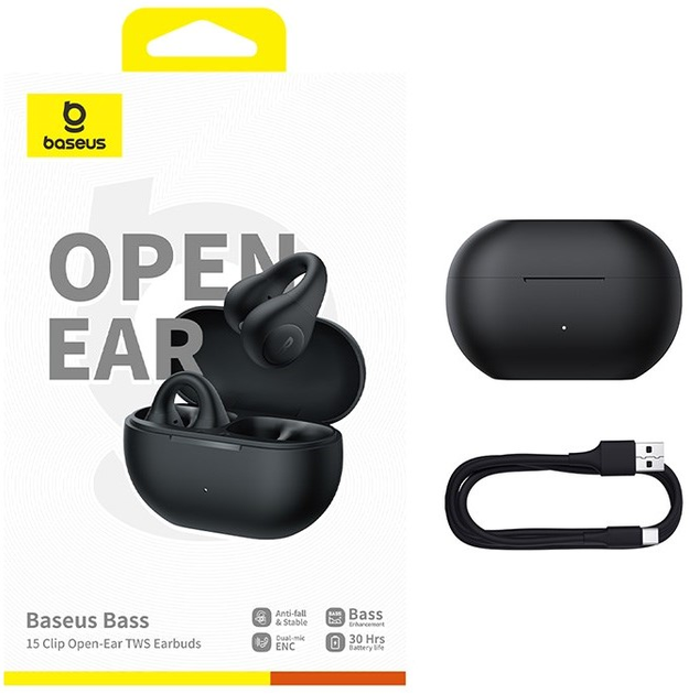 Słuchawki Baseus Bass 15 Clip Black (A00079500113-00) - obraz 6