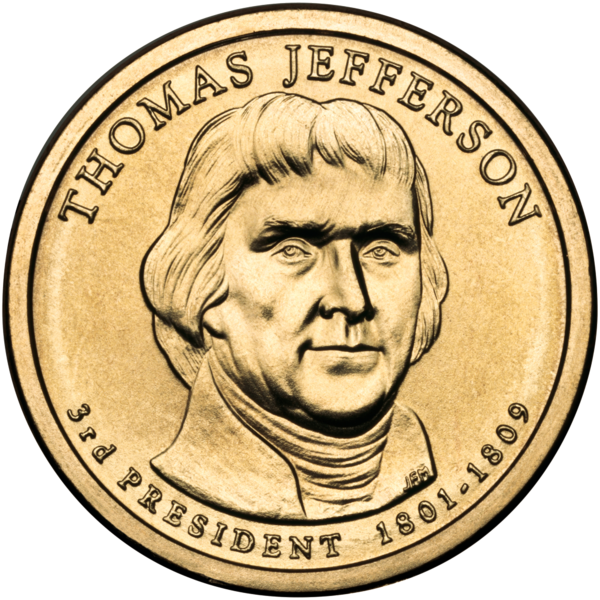 Монета США 1 доллар 2007 D «3-й Президент Томас Джефферсон» UNC (KM#403) - Фото 1 Монета США 1 доллар 2007 D «3-й Президент Томас Джефферсон» UNC (KM#403) - изображение 1