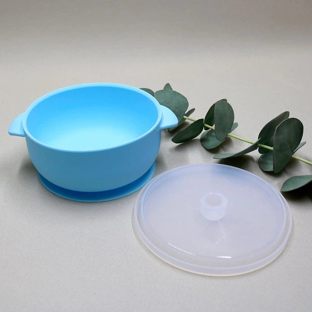 Силіконова тарілка з кришкою – Powder Blue - зображення 6