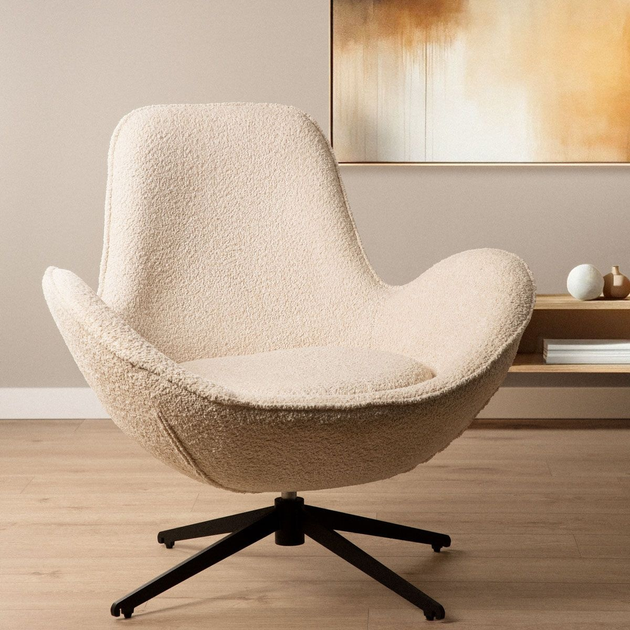 Крісло поворотне Homla LUNAIRE TEDDY BOUCLE 86 x 76 x 87 см Beige (5904183872124) - зображення 7