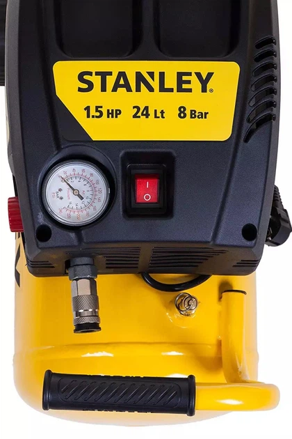 Компрессор воздушный поршневой безмасляный Stanley 1.1кВт, 24л, 180л/мин, 8 бар D200/8/24 - Фото 5 Компрессор воздушный поршневой безмасляный Stanley 1.1кВт, 24л, 180л/мин, 8 бар D200/8/24 - изображение 5