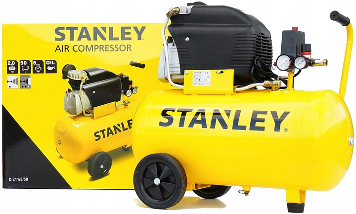 Компрессор воздушный поршневой Stanley 1.5кВт, 50л, 222л/мин, 8 Бар D211/8/50 - Фото 10 Компрессор воздушный поршневой Stanley 1.5кВт, 50л, 222л/мин, 8 Бар D211/8/50 - изображение 10