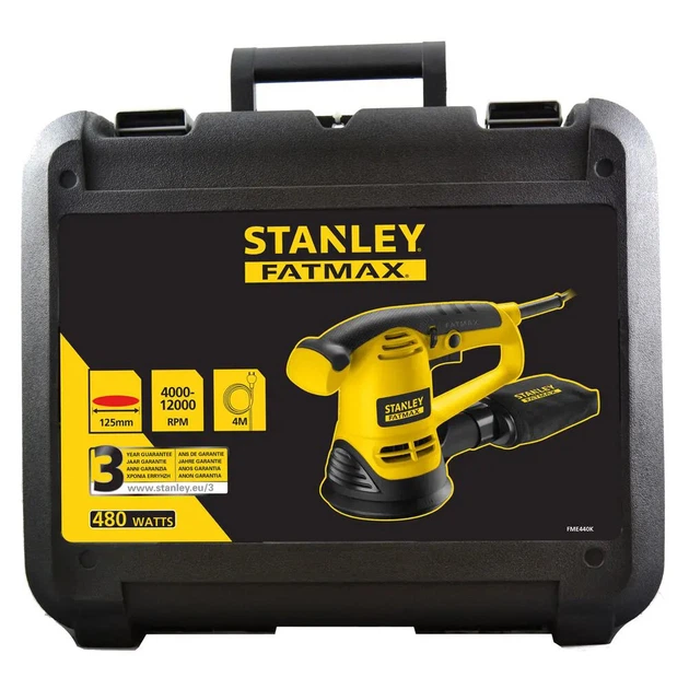 Шліфмашина ексцентрикова мережева Stanley FatMax 480 Вт, 12000 об/хв, 125 мм FME440K - Фото 3 Шліфмашина ексцентрикова мережева Stanley FatMax 480 Вт, 12000 об/хв, 125 мм FME440K - зображення 3