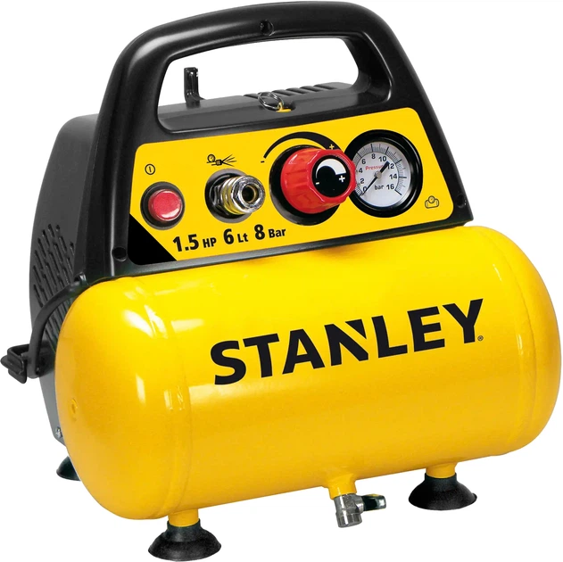 Компрессор воздушный поршневой Stanley 1.1кВт, 6л, 180л/мин, 8 Бар DN200/8/6 - Фото 1 Компрессор воздушный поршневой Stanley 1.1кВт, 6л, 180л/мин, 8 Бар DN200/8/6 - изображение 1