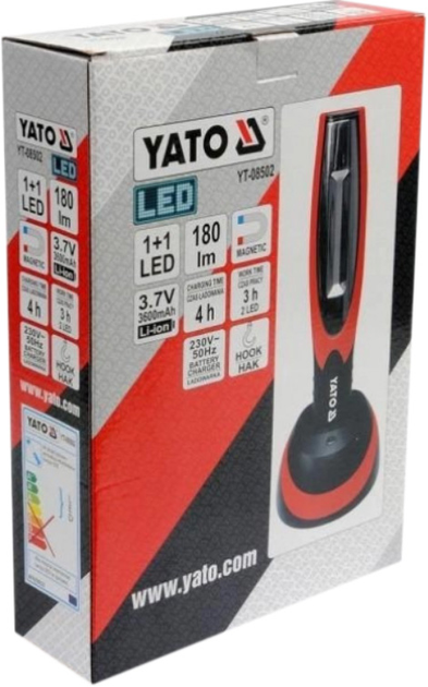 Світильник для майстерні YATO акумулятор Li-Ion 3.7 В з 2 LED по 180 лм (YT-08502) - зображення 7