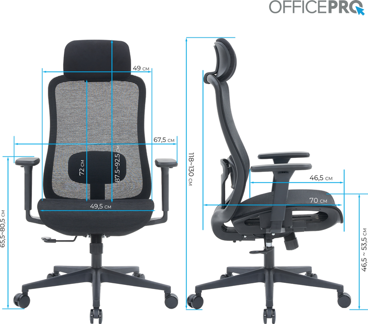 Крісло комп'ютерне OfficePro Wave OC670-B-B-B Black - зображення 12