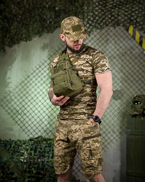 Тактический летний комплект 4 в 1 шорты, бейсболка, футболка, тактическая сумка Combat Force Пиксель S - изображение 2