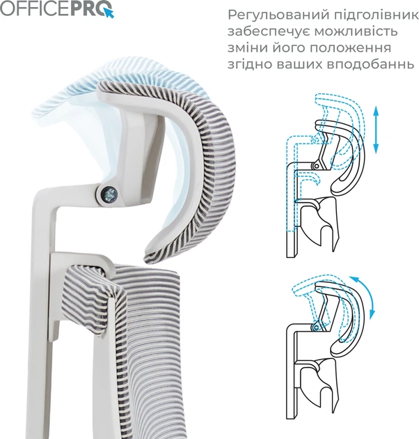 Кресло компьютерное офисное эргономичное Officepro Balance OC620-W-LG-LG White/Light Gray - Фото 7 Кресло компьютерное офисное эргономичное Officepro Balance OC620-W-LG-LG White/Light Gray - изображение 7