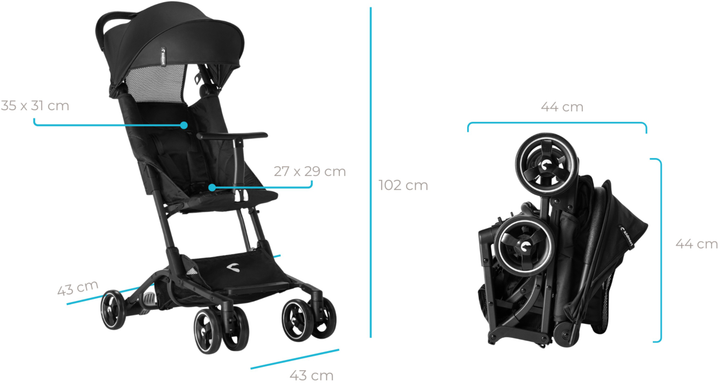 Прогулянкова коляска Kidnort Snöpetrel Чорна (5902983624165) - зображення 15