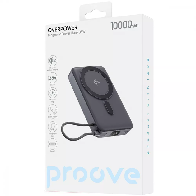 Внешний аккумулятор Proove OverPower 35W 10000mAh Qi2, Gray - изображение 4