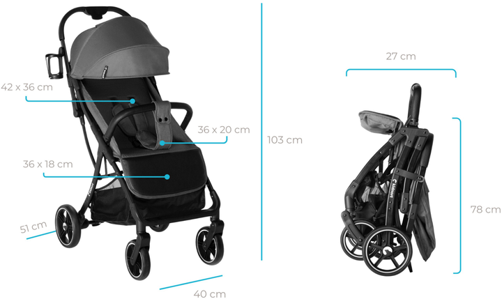 Wózek spacerowy Kidnort Fjällräv Czarny (5902983624189) - obraz 8