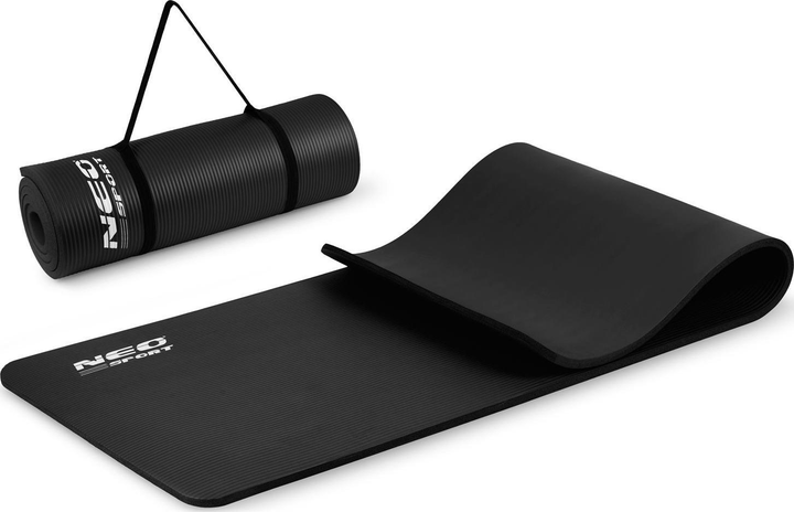 Килимок для тренувань Neo Sport товстий 183 x 60 см 192300 чорний (5903890606169) - зображення 3