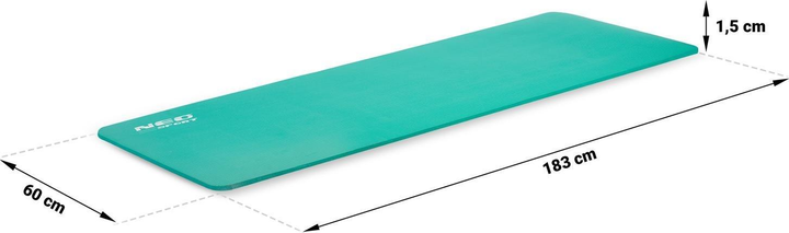 Килимок для тренувань Neo Sport товстий 183 x 60 см 192301 бірюзовий (5903890606176) - зображення 7