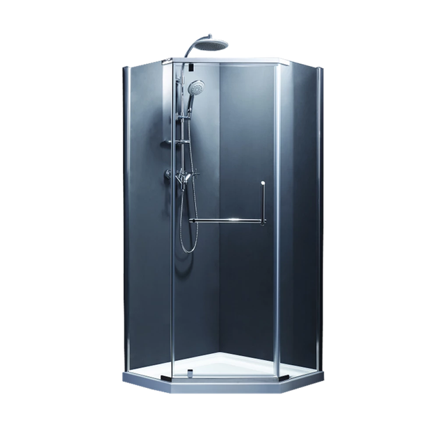 Кабіна для душу DEVIT п'ятикутна без піддону Comfort 90x90x190см прозорий вітраж 8 мм профіль хром FEN0123 PL - зображення 2