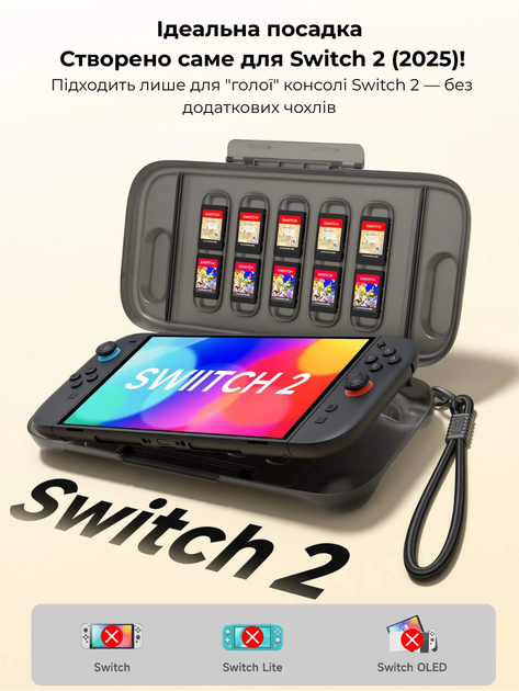 Чохол амортизуючий JSAUX PC0116 для для Nintendo Switch 2 Чорний - изображение 2