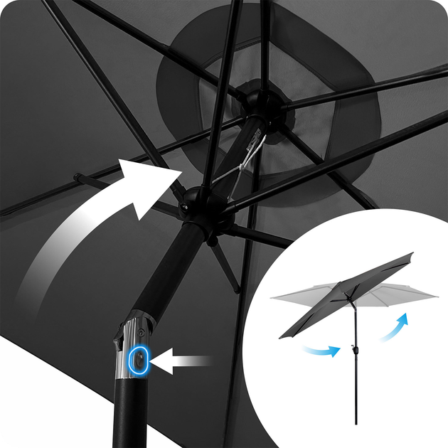 Parasol ogrodowy Plonos PL-884 300 cm Szary (488400) - obraz 3