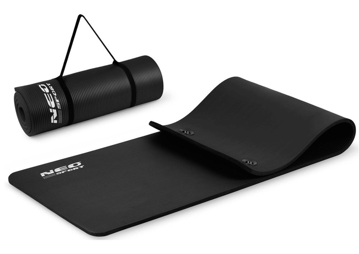 Килимок для тренувань Neo Sport 183 x 60 см з отворами товстий 192000 чорний (5903890606107) - зображення 4