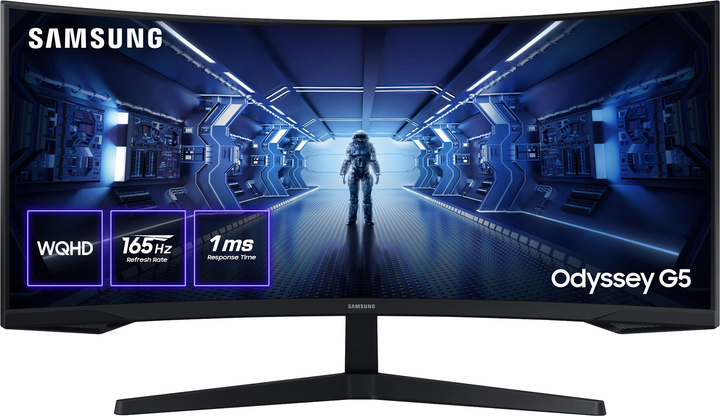 Монитор 34" Samsung Odyssey G5 C34G55T (LC34G55TWWIXCI) WQHD / VA 1000R Curved / 165Hz / 1ms / 8-Bit / DisplayHDR 10 / G-Sync Compatible / FreeSync Premium / Black eQualizer / Picture-by-Picture - изображение 1