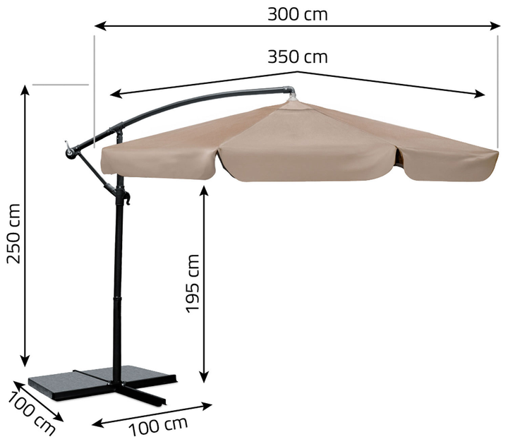 Parasol ogrodowy Plonos PL-881 Beżowy (488103) - obraz 7