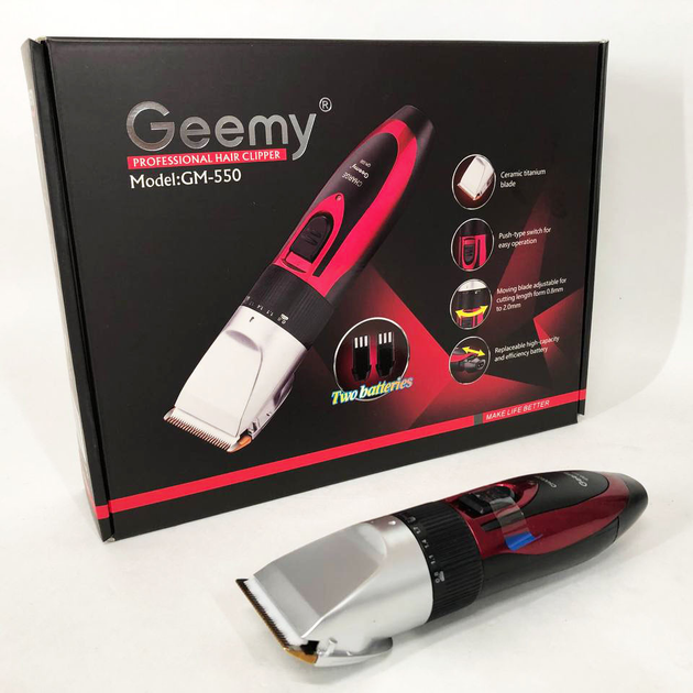 Профессиональная машинка для стрижки волос GEMEI GM-550 с двумя аккумуляторами, Бритва триммер для бороды - изображение 2