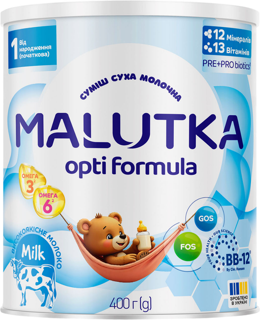 Суміш суха молочна Малютка Malutka Opti Formula 1 Початкова для харчування дітей від народження 400 г (4820199503337) - зображення 1