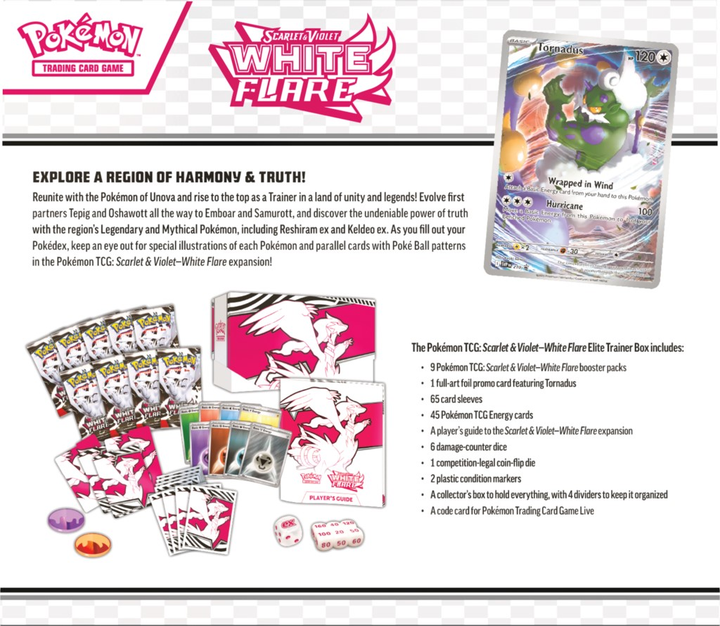 Доповнення Pokémon TCG: Scarlet & Violet - White Flare - Elite Trainer Box - Reshiram 5 шт (0196214113619) - зображення 4