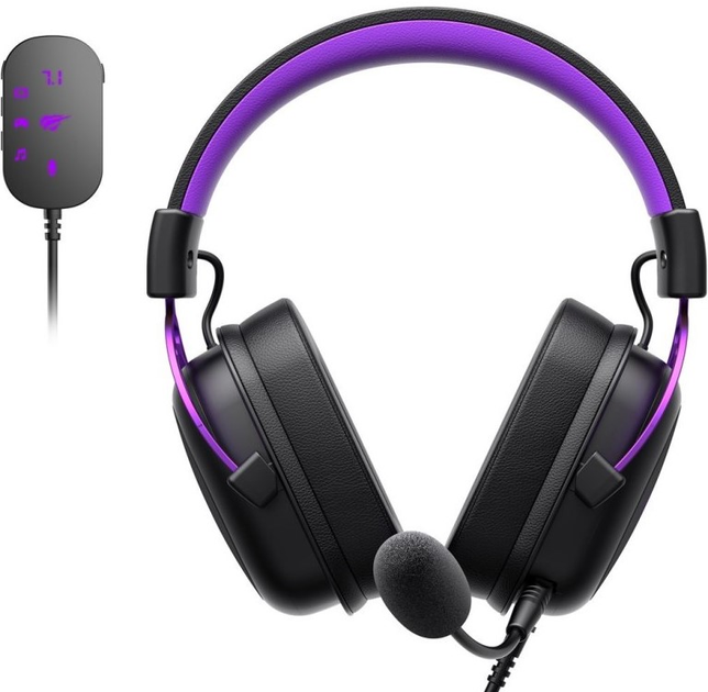 Słuchawki Havit H2002C+U Black/Violet (H2002C+Ubp) - obraz 4