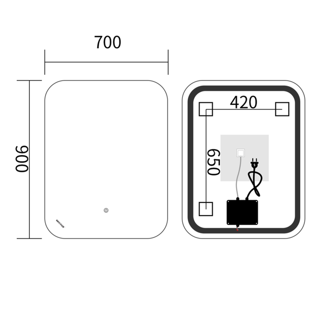 Дзеркало MIXXUS PREMIUM DIVERSE MR15-90x70-REVERSE з LED Touch, Anti-fog, димером (3-6,5kK) (MP6639) - зображення 10