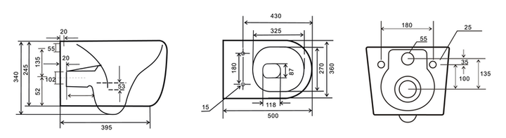 Унітаз підвісний Mixxus Premium TOPPER-0303-R GRAY 495x370x350mm система змиву RIMLESS (MP6657) - изображение 9