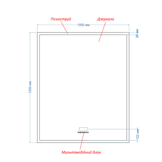 LED-зеркало 120x100см, с Smart-блоком и подогревом, модель Simphony (Simphonyg237) - изображение 3