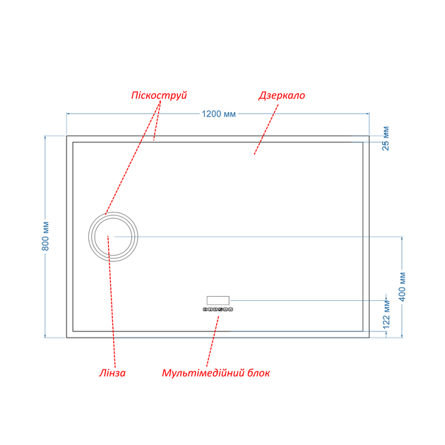 LED-зеркало 80x120см, с Smart-блоком и линзой с подсветкой, модель Simphony (Simphony194) - изображение 3