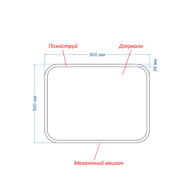 LED-зеркало 80x60см, с подогревом и двумя механическими включателями, модель Ahana (Ahanag24) - Фото 3 LED-зеркало 80x60см, с подогревом и двумя механическими включателями, модель Ahana (Ahanag24) - изображение 3