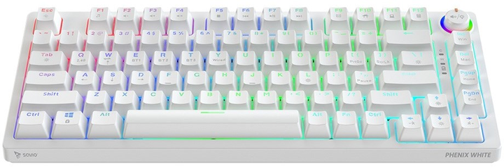 Клавіатура бездротова Savio Phenix Gateron Red Pro Wireless White - зображення 2