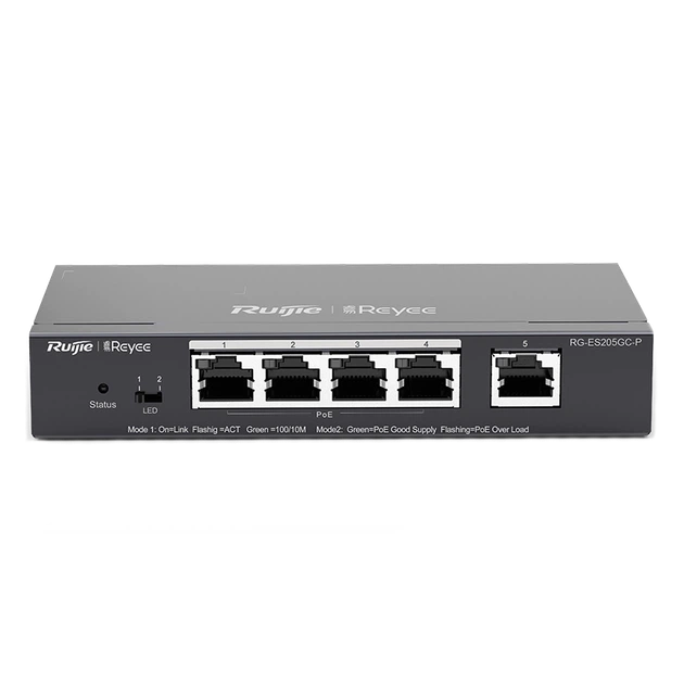 Комутатор PoE Ruijie RG-ES205GC-P гігабітний 5 портів - Фото 1 Комутатор PoE Ruijie RG-ES205GC-P гігабітний 5 портів - зображення 1