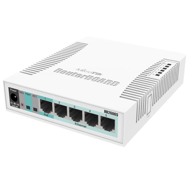Коммутатор 5 портов управляемый MikroTik RB260GS (CSS106-5G-1S) - Фото 1 Коммутатор 5 портов управляемый MikroTik RB260GS (CSS106-5G-1S) - изображение 1