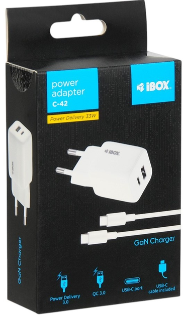 Мережевий зарядний пристрій iBOX C-42 PD33W USB A+C White (ILUC42W) - зображення 5